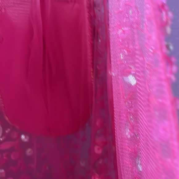 JJ’s House Brand New Fuchsia Sheer Top A Line Chiffon Dress! Prom, Hoco - Picture 8 of 13